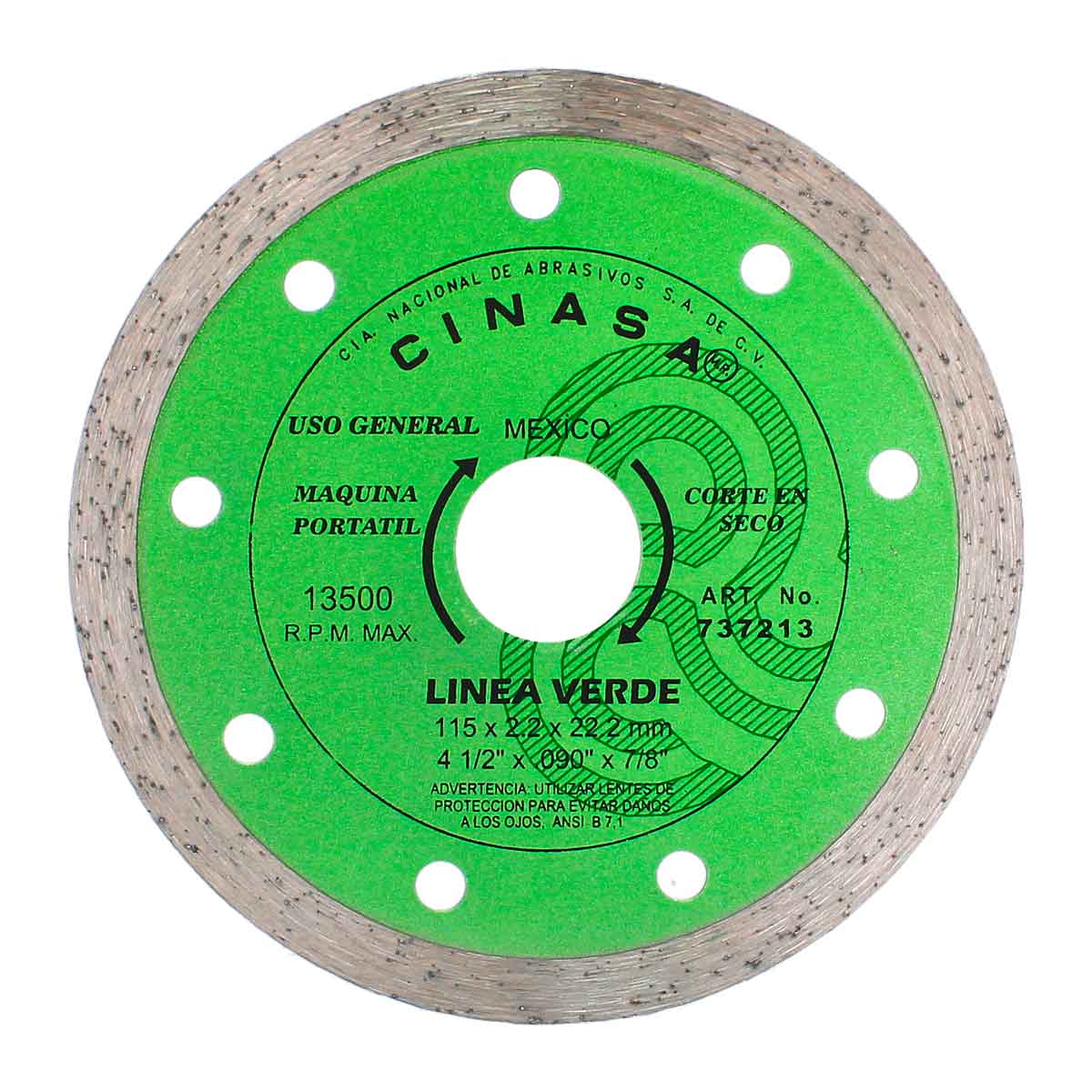 Disco diamante liso 4-1/2" Cinasa