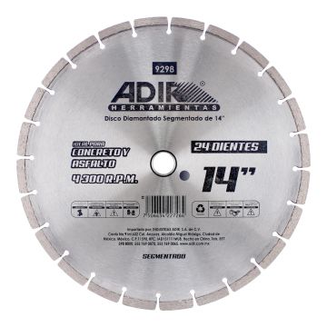 Disco diamantado segmentado 14" 9298 Adir