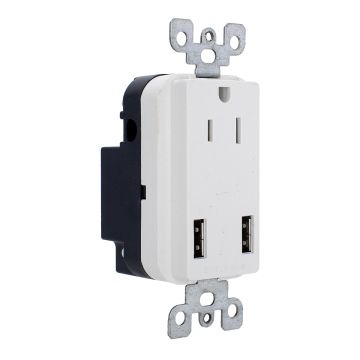 Receptáculo aterrizado con doble USB FU1328 Fulgore