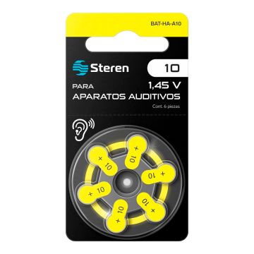 Pila tipo botón ZA10 para aparatos auditivos BAT-HA-A10 Steren