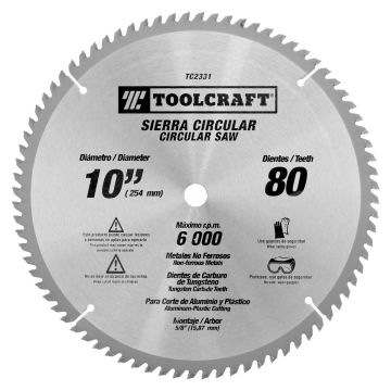 Disco sierra para corte de aluminio y plástico 10" x 80 D TC2331 Toolcraft