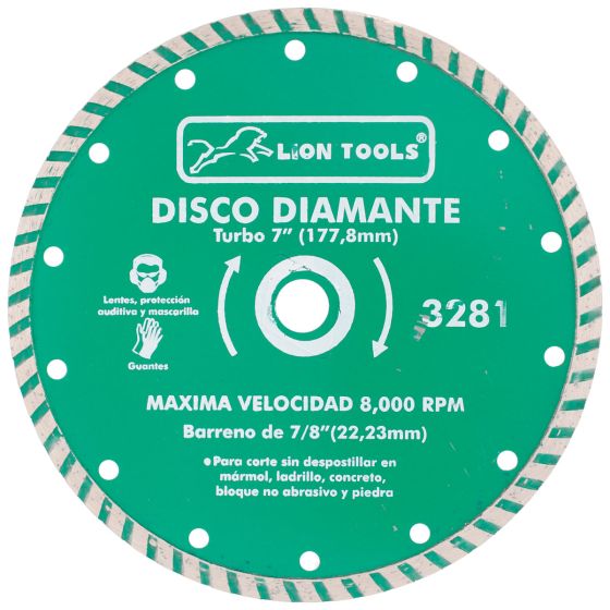 Disco diamante turbo 7" 3281 Lion Tools