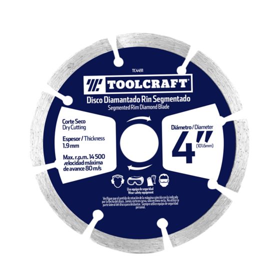 Disco diamantado para corte segmentado 4" TC4491 Toolcraft