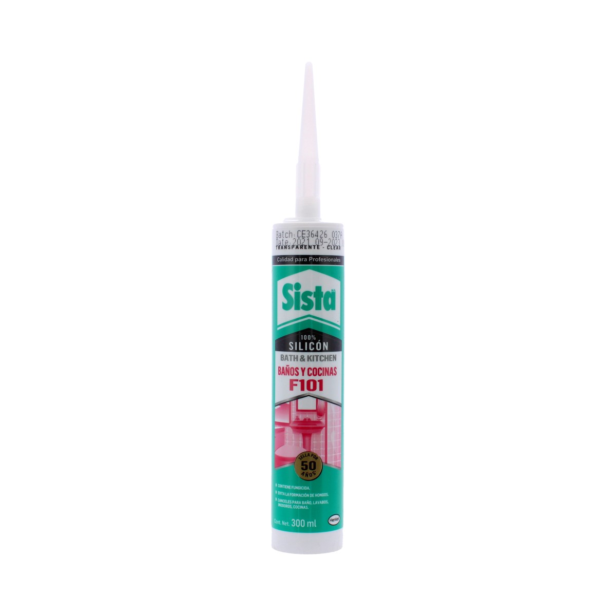 Silicón para baños y cocinas transparente 300ml F101 Sista