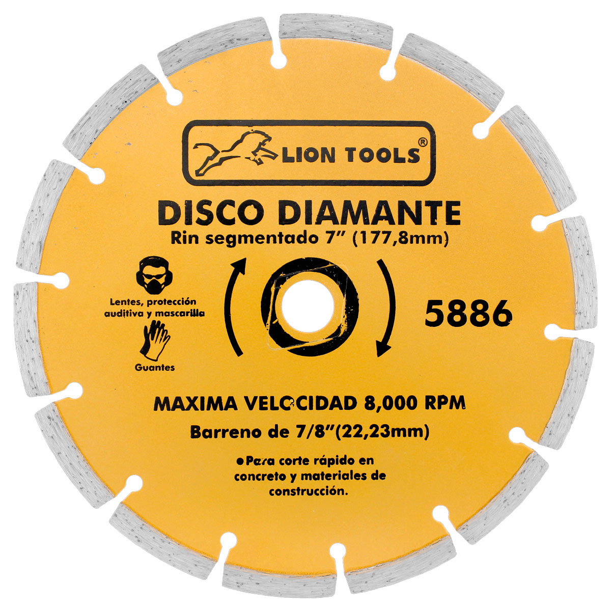 Disco diamante rin segmentado 7" 5886 Lion Tools