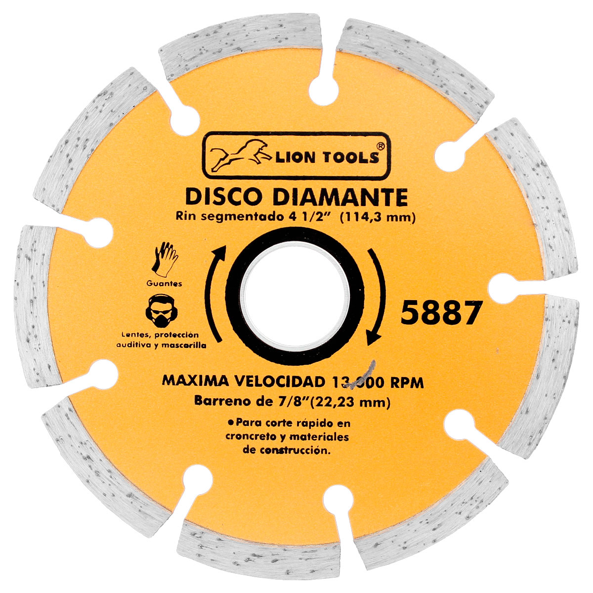 Disco diamante rin segmentado 4-1/2" 5887 Lion Tools